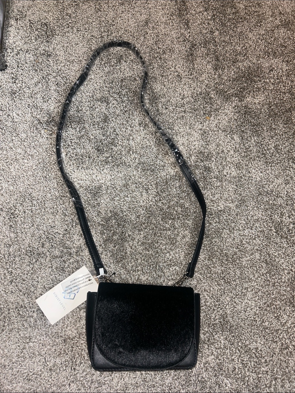 Street Level Black Crossbody Bag with Flap